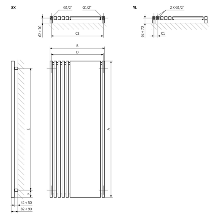 Radiator Terma TRIGA M, mărime și culoare la alegere - imagine 4