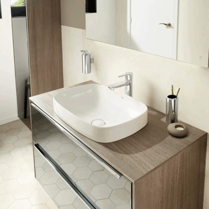 Lavoar în blat INSPIRA SOFT FINECERAMIC 550×370 mm, alb lucios - imagine 2