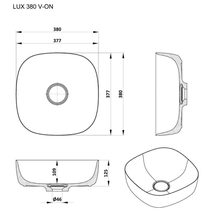 Lavoare pe blat din compozit KERROCK® Lux 380 mm - imagine 2