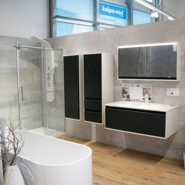 Mobilier pentru baie Pandora 1100x540 mm cu lavoar din material compozit - imagine 4