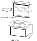 Mobilier pentru baie Pandora 750x540 mm cu lavoar din material compozit - imagine 6