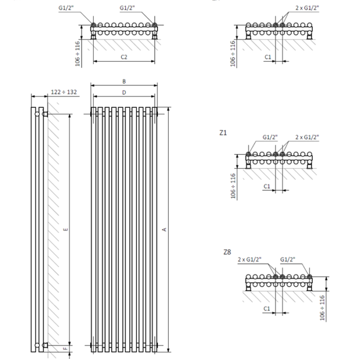 Radiator electric Terma TUNE VWD E, mărime și culoare la alegere - imagine 6