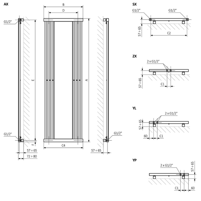 Radiator Terma INTRA M, mărime și culoare la alegere - imagine 5