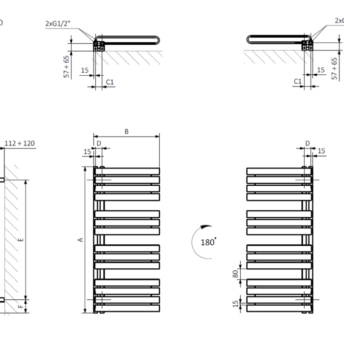Uscător pentru prosoape electric Terma WARP S, mărime și culoare la alegere - imagine 7