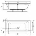 Cadă de baie din acril sanitar Tonic II Duo 200x100 cm - imagine 3
