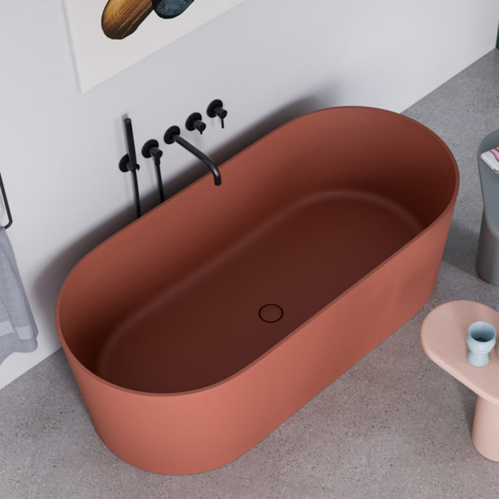 Cadă de baie freestanding din compozit Omnires OVO M+ 1600x750 mm - imagine 3