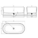 Cadă de baie freestanding din compozit Omnires OVO M+ 1600x750 mm - imagine 5