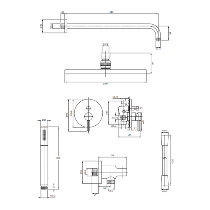 Sistema de duș încorporată Omnires Y, culoare la alegere - imagine 9