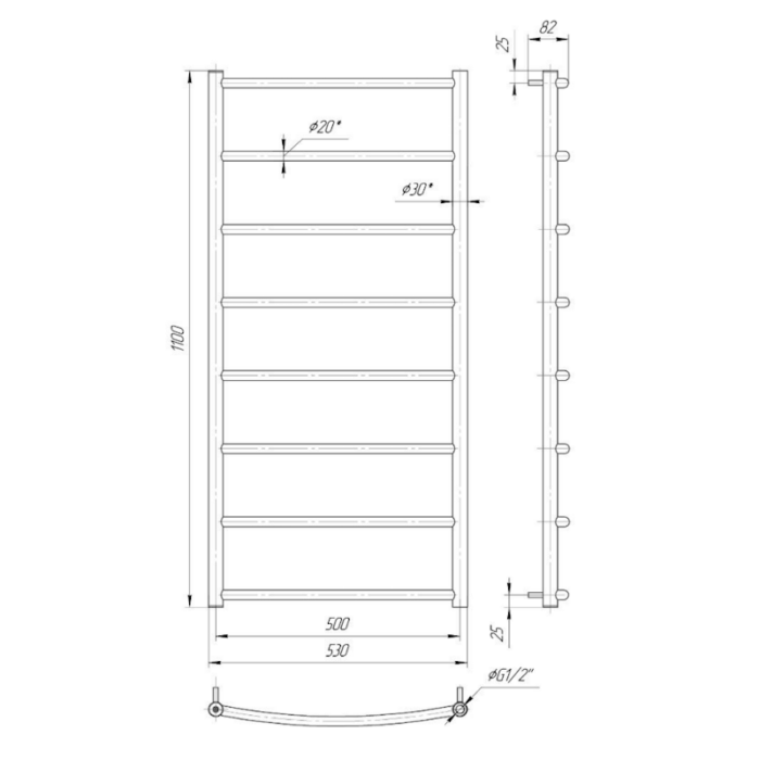 Uscător pentru prosoape Mario Inox Classic HP, mărime și culoare la alegere - imagine 7