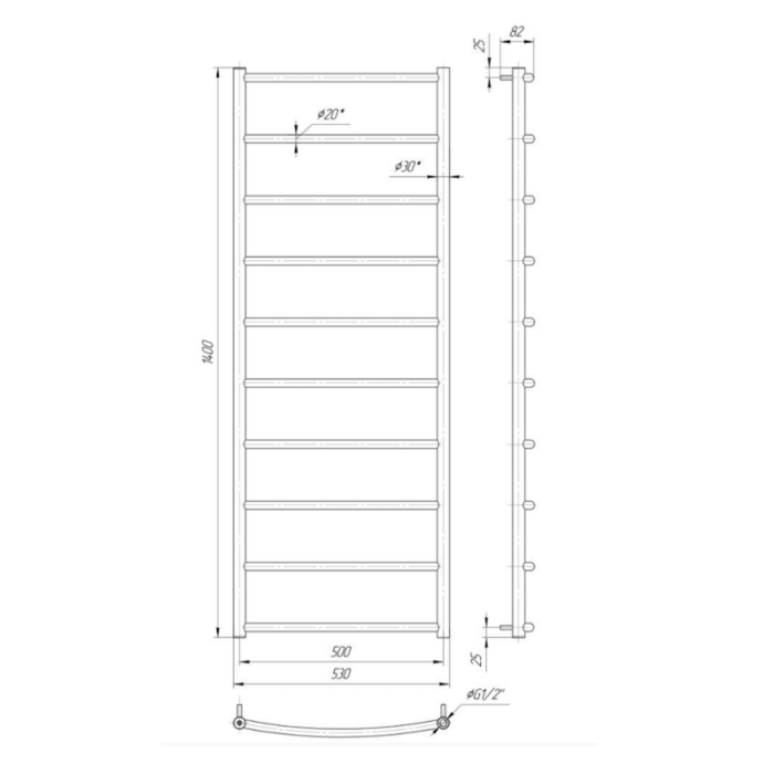 Uscător pentru prosoape Mario Inox Classic HP, mărime și culoare la alegere - imagine 8