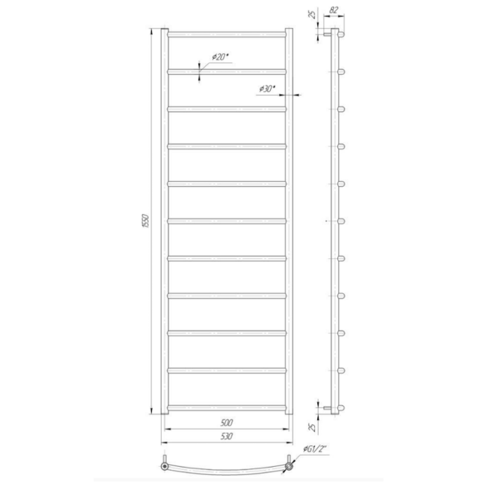 Uscător pentru prosoape Mario Inox Classic HP, mărime și culoare la alegere - imagine 9