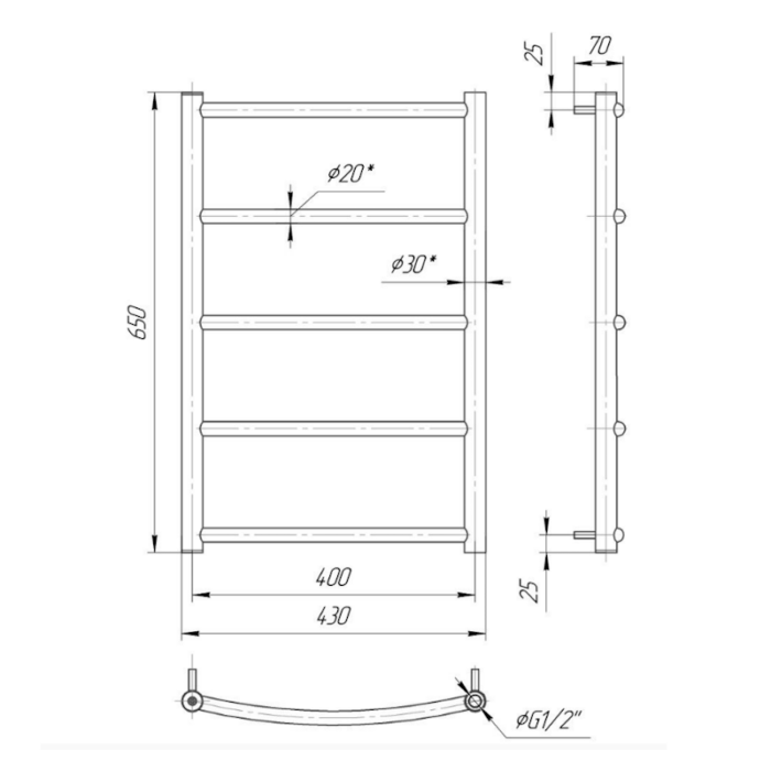 Uscător pentru prosoape Mario Inox Classic HP, mărime și culoare la alegere - imagine 4