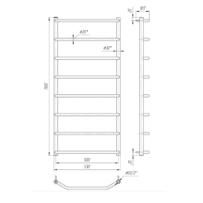 Uscător pentru prosoape Mario Inox Trapetia HP, mărime și culoare la alegere - imagine 7