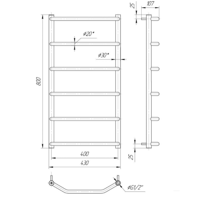 Uscător pentru prosoape Mario Inox Trapetia HP, mărime și culoare la alegere - imagine 5