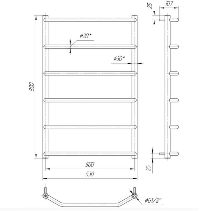Uscător pentru prosoape Mario Inox Trapetia HP, mărime și culoare la alegere - imagine 6