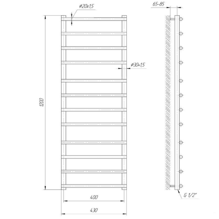 Uscător pentru prosoape Mario Inox Practic Turin, mărime și culoare la alegere - imagine 8