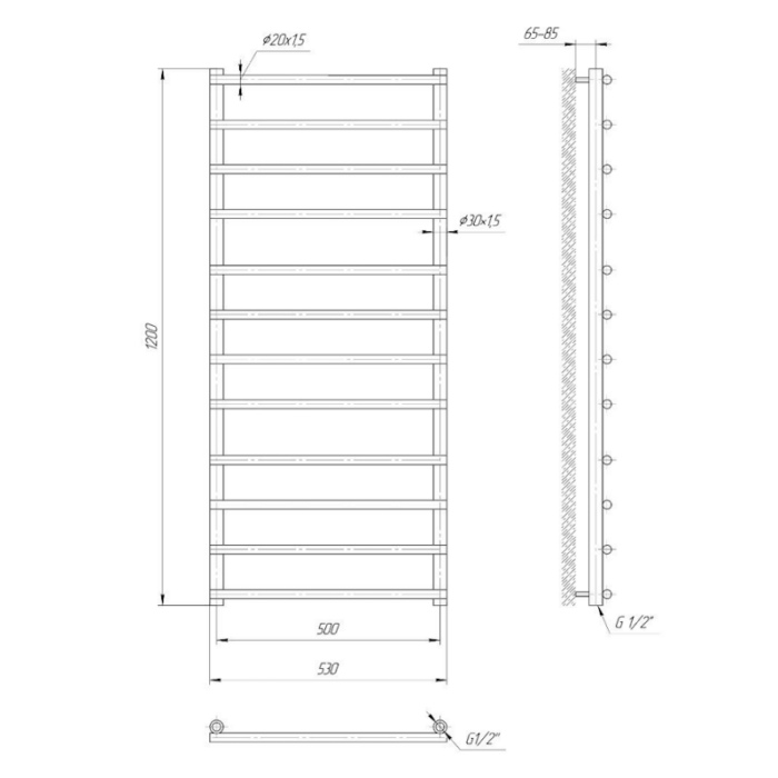 Uscător pentru prosoape Mario Inox Practic Turin, mărime și culoare la alegere - imagine 9