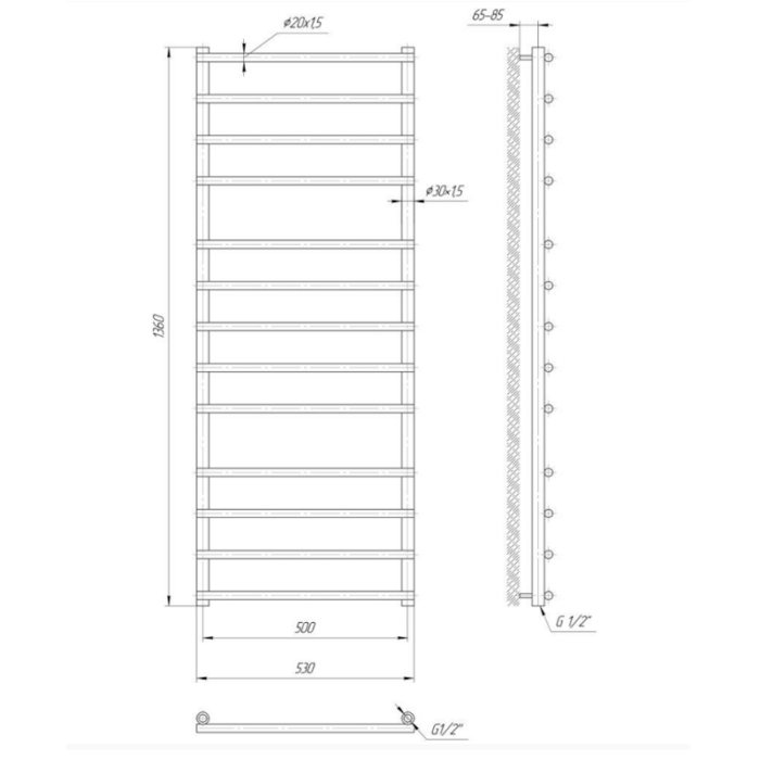 Uscător pentru prosoape Mario Inox Practic Turin, mărime și culoare la alegere - imagine 10