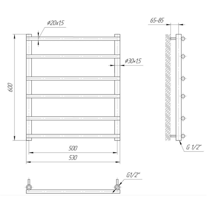 Uscător pentru prosoape Mario Inox Practic Turin, mărime și culoare la alegere - imagine 3