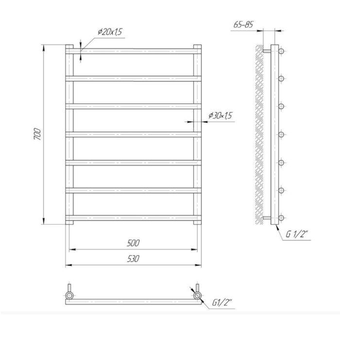 Uscător pentru prosoape Mario Inox Practic Turin, mărime și culoare la alegere - imagine 5
