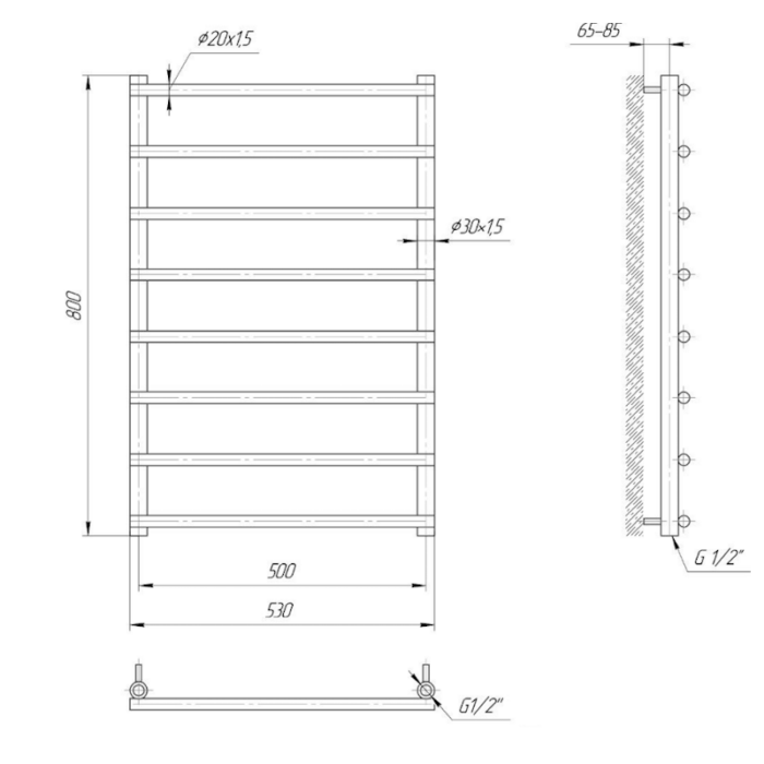 Uscător pentru prosoape Mario Inox Practic Turin, mărime și culoare la alegere - imagine 6