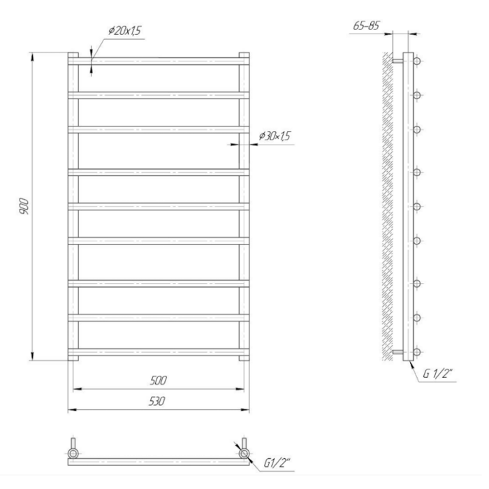 Uscător pentru prosoape Mario Inox Practic Turin, mărime și culoare la alegere - imagine 7
