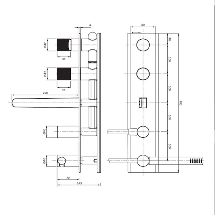 Baterie cadă încorporată 5-găuri Omnires Contour - imagine 4