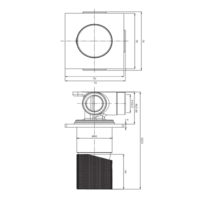 Baterie de duș încorporată Omnires Contour - imagine 2