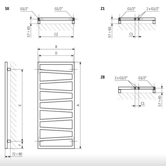 Uscător pentru prosoape electric Terma ZIGZAG, mărime și culoare la alegere - imagine 5