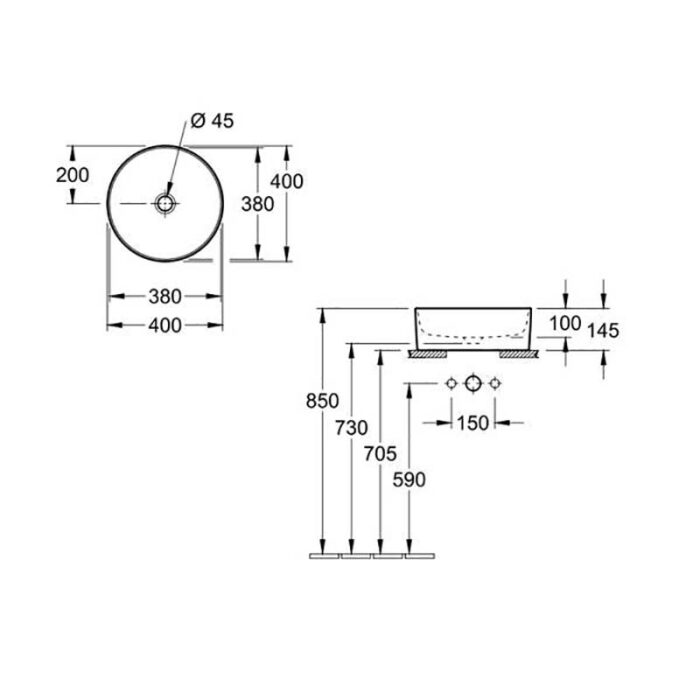 Lavoar pe blat Villeroy&Boch Collaro 400 mm - imagine 4