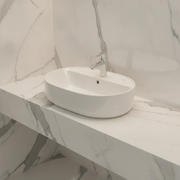 Lavoar pe blat ROCA The Gap 550x400 mm, alb lucios - imagine 2