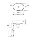 Lavoar pe blat Villeroy&Boch Artis 610x410 mm - imagine 8
