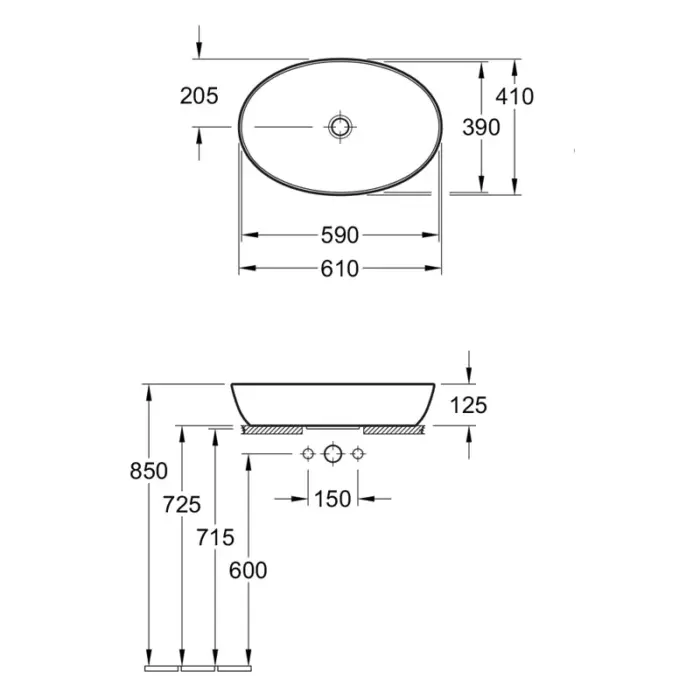 Lavoar pe blat Villeroy&Boch Artis 610x410 mm - imagine 8