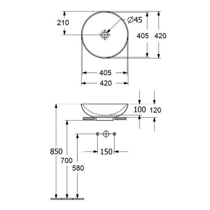 Lavoar pe blat Villeroy&Boch Loop&Friends 420 mm - imagine 5
