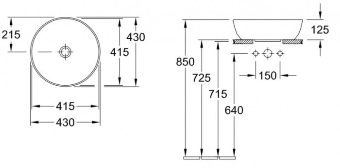 Lavoar pe blat Villeroy&Boch Artis 430 mm - imagine 6