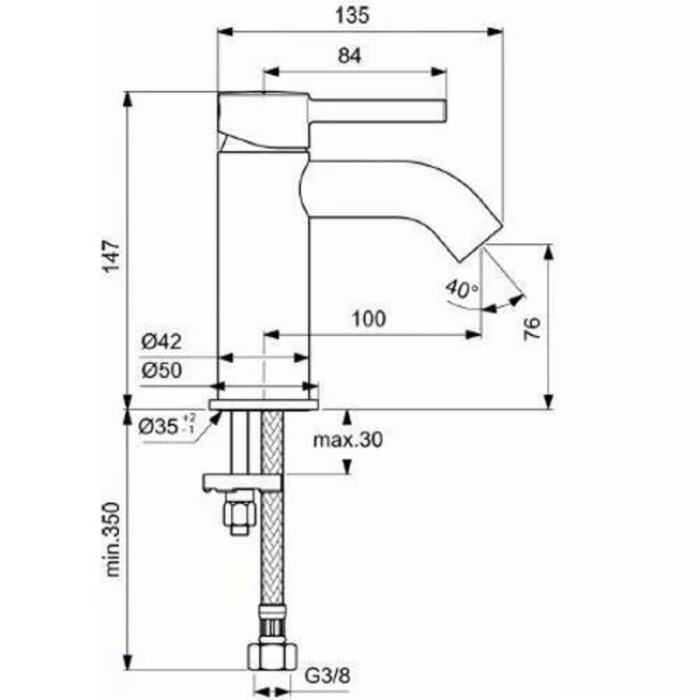 Baterie pentru lavoar Ideal Standard Ceraline - imagine 3