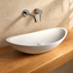 Lavoar pe blat FELICE din material compozit Silkstone 690x375 mm, culoare la alegere