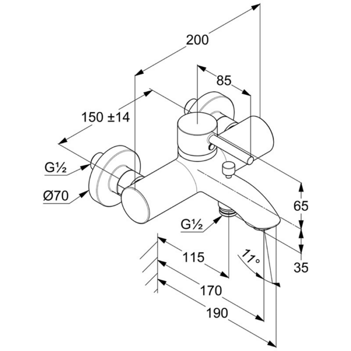 Baterie pentru cadă/duș Kludi Bozz - imagine 3