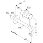 Baterie încorporată pentru lavoar Kludi Nova Fonte180 - imagine 4