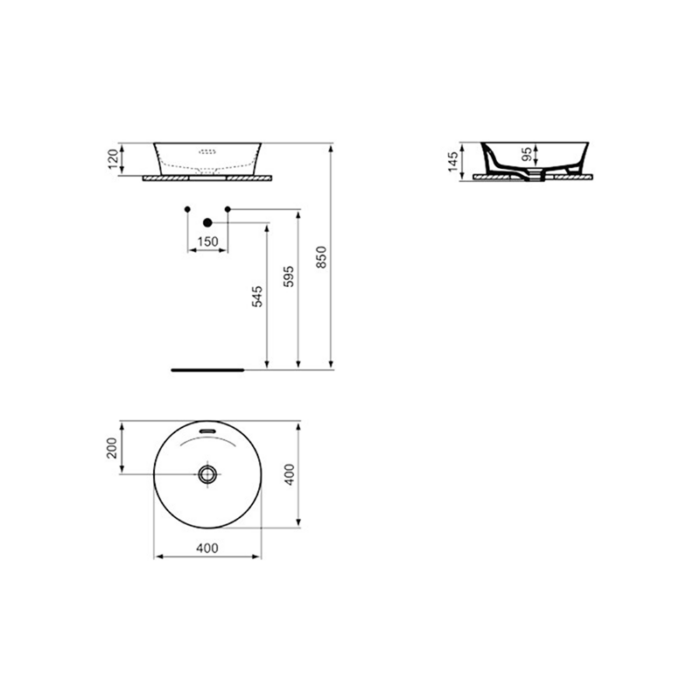 Lavoar pe blat Ideal Standard Atelier Ipalyss 400x400 mm - imagine 4