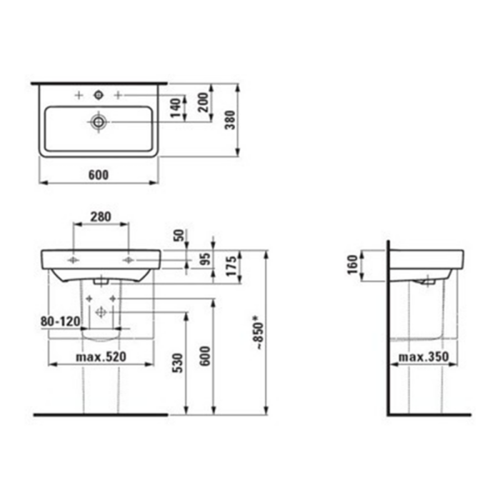 Lavoar suspendat Laufen Pro S 600x380 cm - imagine 3