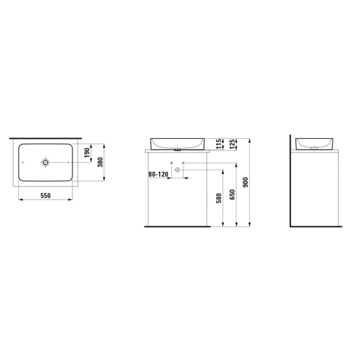 Lavoar pe blat Laufen PRO S 550x380 mm - imagine 3