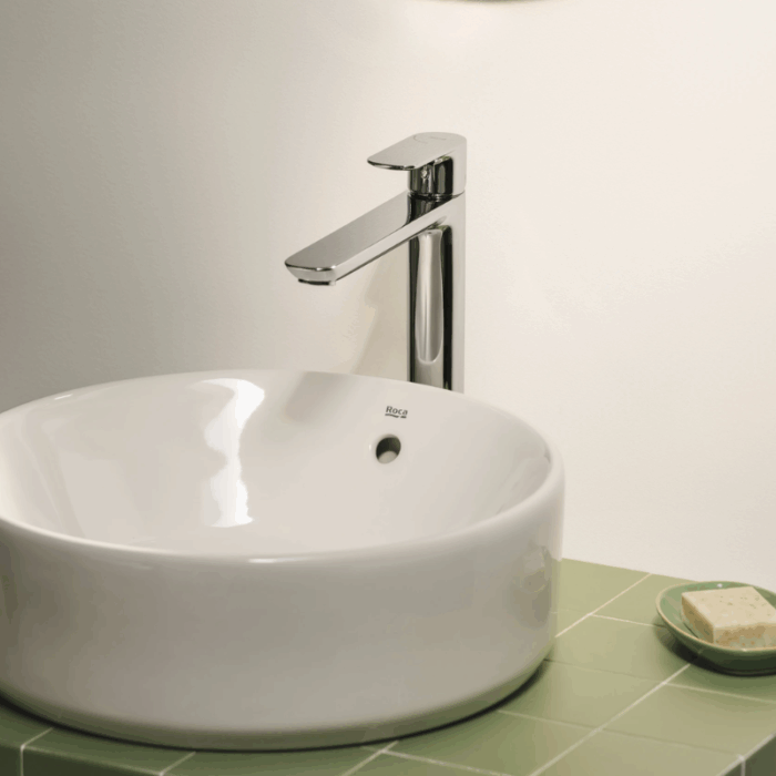 Lavoar pe blat ROCA The Gap Round 390x390 mm, alb lucios - imagine 4