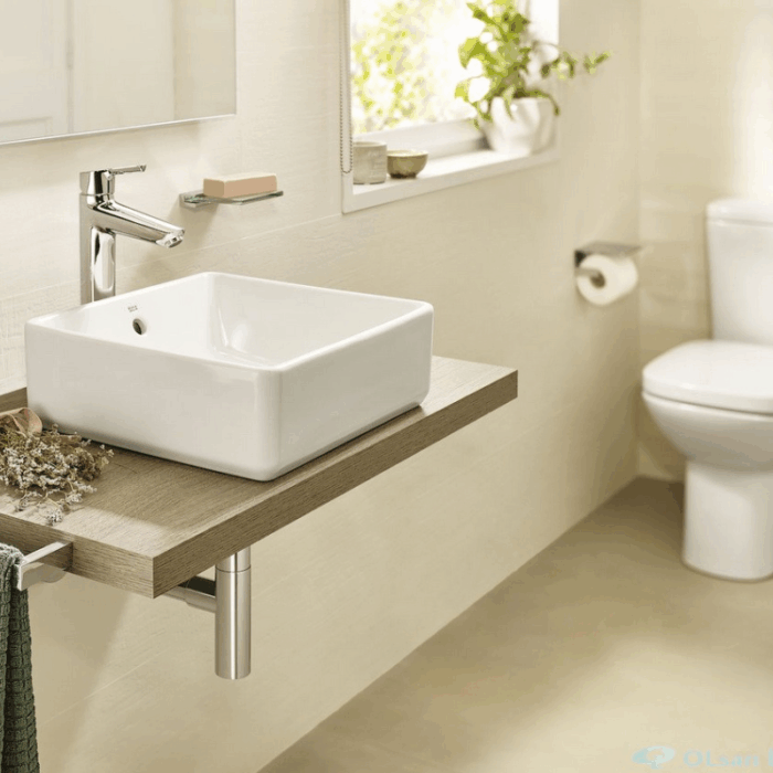 Lavoar pe blat ROCA The Gap Square 390x370 mm, alb lucios - imagine 5