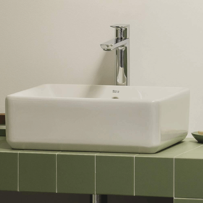 Lavoar pe blat ROCA The Gap Square 390x370 mm, alb lucios - imagine 4