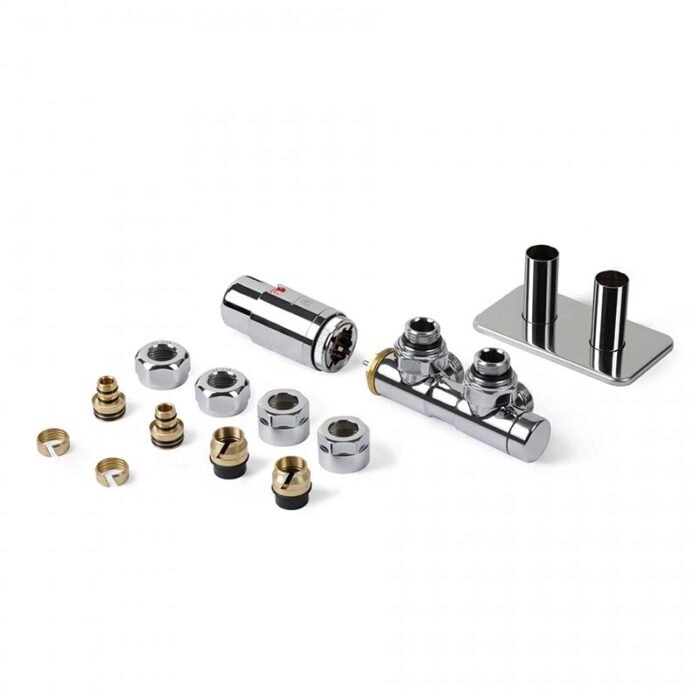 Set robineți termostatici pentru uscător de prosoape Twins All in One, culoare la alegere - imagine 3