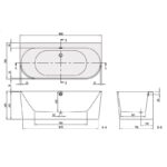 Cadă de baie lipita de perete Villeroy & Boch Oberon 2.0 Quaryl 1800x800 mm - imagine 8