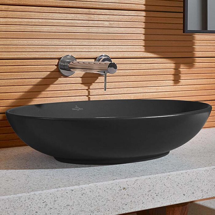 Lavoar pe blat Villeroy&Boch Loop&Friends 560x380 mm, negru mat - imagine 2