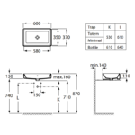Lavoar pe blat ROCA The Gap 600x370 mm - imagine 2