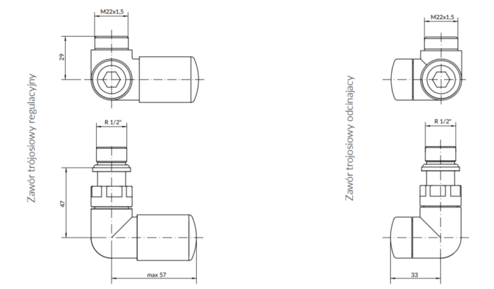 Set robineți colțari pentru uscător de prosoape Vision All in One, culoare la alegere - imagine 5